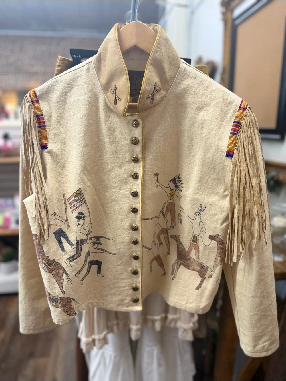 Double D Ranch Vintage style Fringed, native design, Western Jacket - Picture 4 of 7